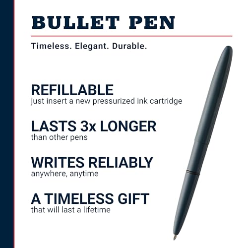 Image of Fisher Space Pen Elite Navy Blue Cerakote Finish Bullet Pen, Pressurized Ballpoint Pen, Compact Size, Writes Upside Down, Extreme Temperatures, Black Ink, Medium Point, Made in the USA