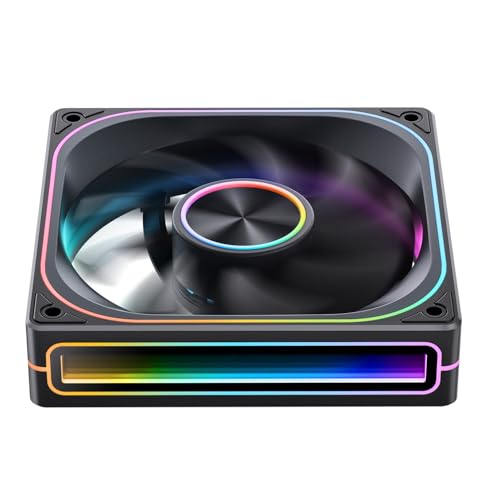 Image of JONSBO ZA-120BR (Reverse) PC Case Fan, Reverse Blade,Silent Computer ARGB Fan with 4-Sides Infinity Mirror Fans 1800RPM, PWM Integrated M&F Head,Aluminum Nameplate, 28MM Thick,Black
