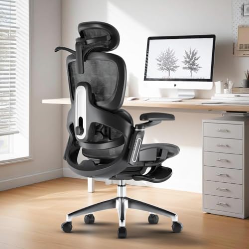 Image of DROGO Ergonomic Office Chair for Work from Home, Chair for Study with Breathable Mesh, Adjustable Seat, 6D Armrest, 4D Headrest & Lumbar Support | Gaming Chair with Footrest & Recline (Black)