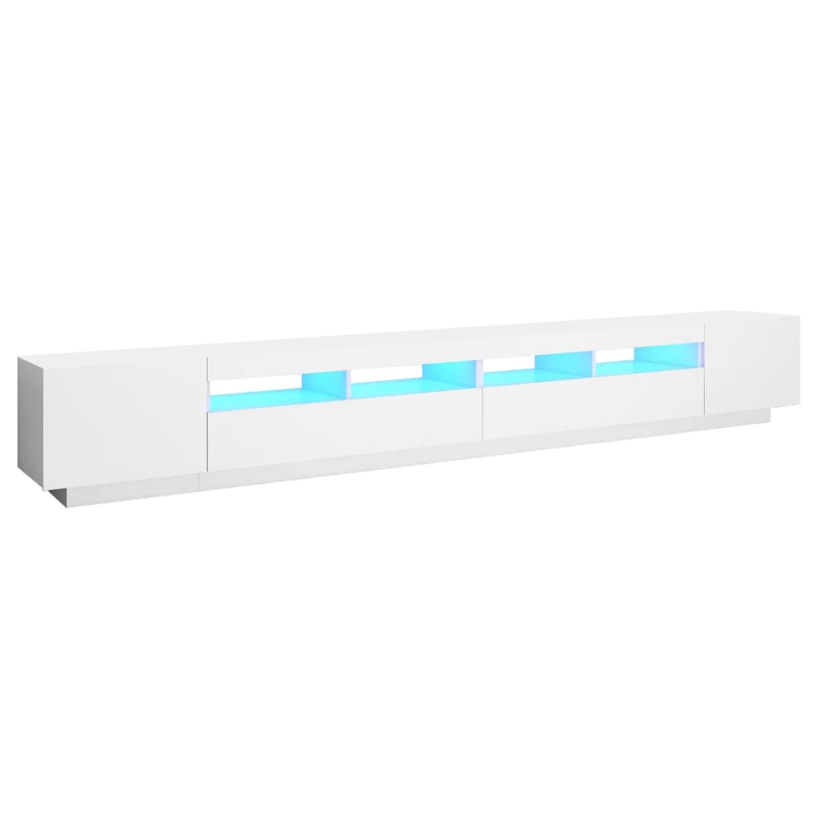 IKAYAA Mueble de TV con Luces LED, Mueble para TV de 300 cm, Armario Bajo con iluminación LED, para Salón. Diseño Moderno. Muebles De Salon Mesa Television Blanco