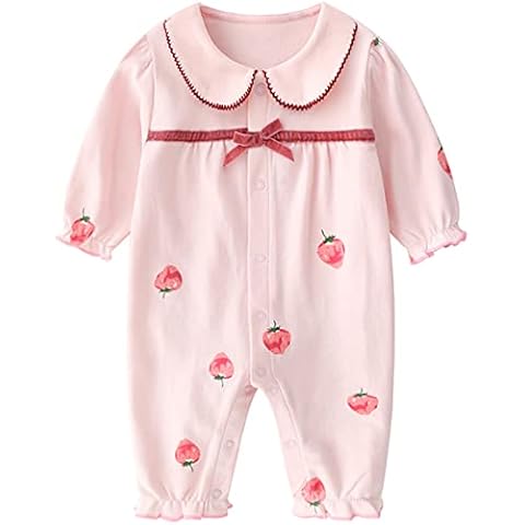 Baby Girls Rompers Cotton Bodysuits Long Sleeve Sleepsuit Infant Coveralls, 3-6 Months Cover