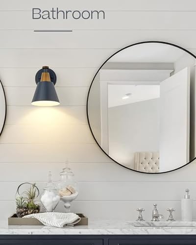 Image of FEMILA 1-Light Wall Sconces, Modern Sconces Wall Lighting with Hammered Metal Shade, Bathroom Vanity Light Fixtures Wall Lamp for Mirror Bedroom, Dark Blue,4FG59B Blue