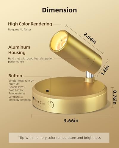 EZVALO Wireless LED Spotlights Indoor, 5500mAh Rechargeable Battery, Dimmable & Timer, 3 Color Temps Plant Spotlight with Remote, Uplighting Indoor for Wall Art, Plants, Accent Lighting - Image 7