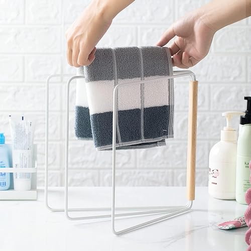 Image of ARHAT ORGANIZERS Foldable Hand Towel Stand | Towel Holder for Washbasin & Kitchen | Hand Towel Holder for Bathroom, Countertop & Vanity | 3 Towel Drying Stand, Napkin Stand (White, 3-Tier)