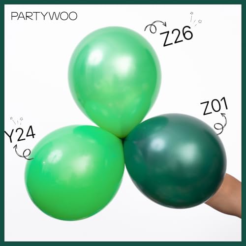 Image of PartyWoo Pearl Dark Green Balloons 50pcs Pearl Emerald Hunter Forest Green | 12 Inch Balloons for Baby Shower Anniversary Engagement Jungle Dinosaur Birthday Bridal Shower Party Decorations Green-Z01
