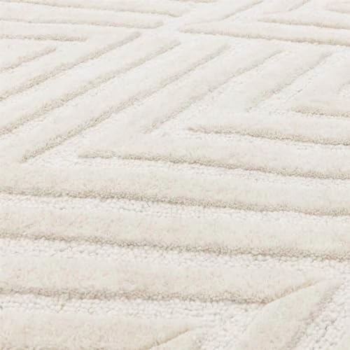 Image of FloorFusion inchWoolen Monterial Design Premium Carpet for Living Room Bedroom Drawing Room Hall and Floor Size 4 x 6 feet (120x180 cm) Color Soft Ivory