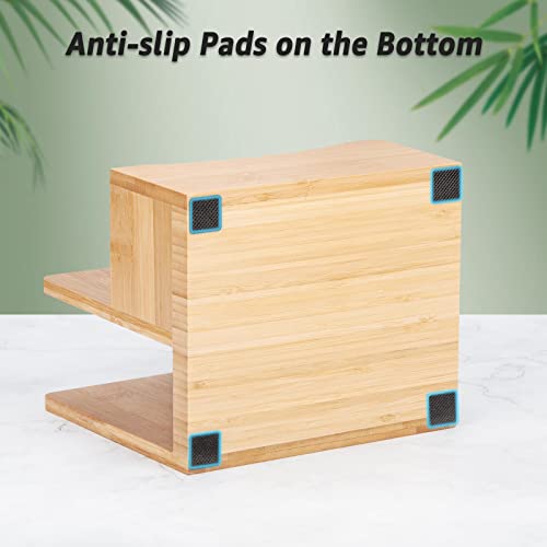 MOLEDINO Servilletero de Bambú Vertical para Bar,Porta Servilletas Papel de Madera de Pie Pequeño para Mesa Coctel,Dispensador Servilletas para Cocina,Rustico Soporte Servilletas (Madera-con Caddy)