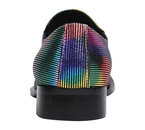 Santimon Mens Loafers Pointed Patent Leather Fashion Metal Tip Western Dress Shoes4