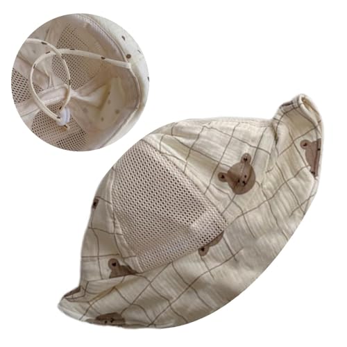 Bucket Hat, Baby Hat Cartoon Print Bucket Windproof Sun Protective Fishing Hats for Girls Boy Breathable Mesh Hats(Red Flower)2