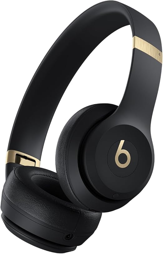 Beats Solo 4 - Wireless Bluetooth On-Ear Headphones, Apple & Android Compatible, Up to 50 Hours of Battery Life - Black & Gold (Renewed Premium)