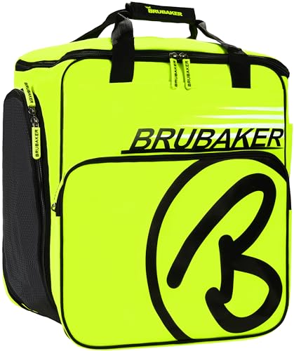 BRUBAKER Súper campeón de esquí Bolsa para el Casco Bolsa de la Mochila con Compartimiento para los Zapatos - Amarillo neón/Negro - imagen 2