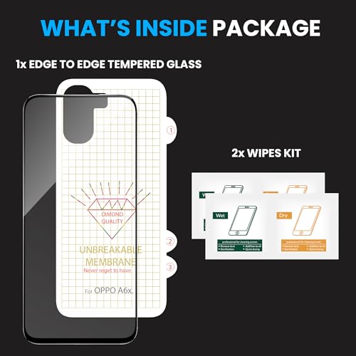 Image of ArmourPro Tempered Glass for Oppo A6x with Back Clear Membrane Guard, Edge to Edge Screen Protector, Anti-Bubble, Anti-Fingerprint, Oil Resistant, Installation Kit | Black