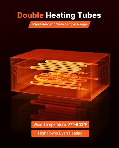 Image of VEVOR Pizza Oven Electric, 24 inch Commercial Countertop Pizza Oven, 842F Max Temp, 4200W Indoor Pizza Maker with Thermometer, Dual Temp Control Knob, Even Heat Pizza Cooker for Restaurant and Home Use