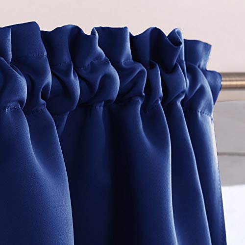 Image of JUPON Valance Blackout Rod Pocket Pattern Curtain Pack of 1 Piece, Kitchen Curtain | 3 Feet - Blue