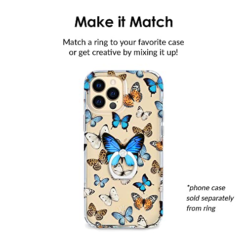 Image of Velvet Caviar Cell Phone Ring Holder - Finger Ring & Stand - Improves Phone Grip Compatible with iPhone, Galaxy, Most Smartphones (Blue Butterfly)