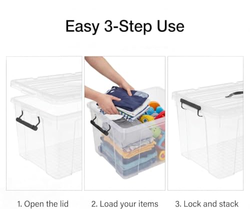 Image of 4 Pack 72 QT Storage Bins with Lids, Large Stackable Plastic Storage Containers, Heavy-Duty Clear Organizer with Secure Latches & Handles, BPA-Free, for Home, Office, Garage