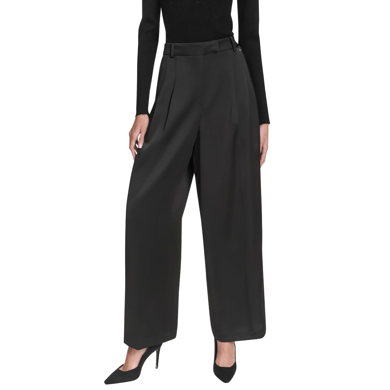 H Halston Womens Constructed Satin Dress Pant