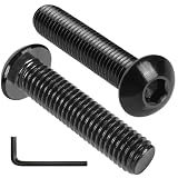 VGBUY 10Pcs 3/8-16 x 1-3/4' Button Head Socket Cap Bolts Screws, 304 Stainless Steel 18-8, Black Zinc Plated, Fully Threaded, with Spanner Allen Hex Drive
