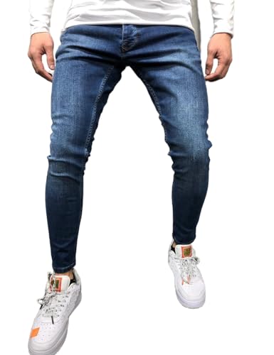 IDEALSANXUN Mens Skinny Jeans Casual Stretch Slim Fit Classic Elastic Waist Jeans Work Pants