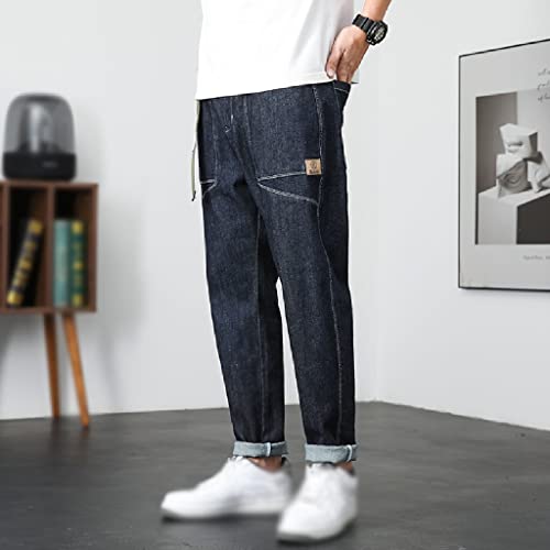 Jean harem stretch noir pour homme avec ceinture patchwork