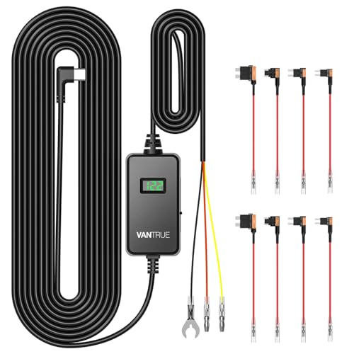 Vantrue USB-C Display Hardwire Kit with 3-Stage Acc Cable for Dashcam 11.6/23.6V 12/24V 12.4/24.4V to 5V Fuse Holder with Low Voltage Protection 24-Hour Parking Mode