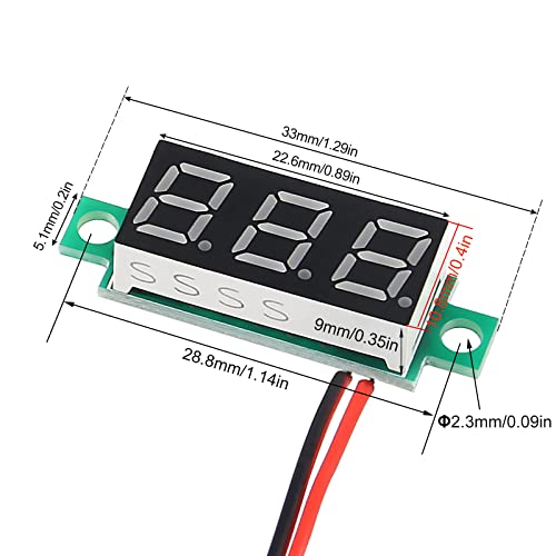 Image of Voltage Tester,Mini Digital Voltmeter Gauge Tester 0.28 inch 2 Wire DC 4.5V-30V Blue /Yellow /Red /Green LED Display Voltage Tester DC Volt Meter 4 Colors