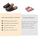 Men’s Genuine Cowhide Leather Slippers, Breathable Leather Soft Smooth Sole Bedroom Flat Shoes House Slippers Indoor Outdoor (DarkBrown, 10-11, Adult, Men, 10, Numeric, US Footwear Size System, Medium)
