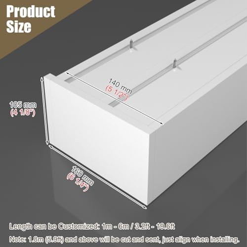 Bendable Curtain Valance Box with 90° Curvature – 5ft Aluminum Pelmet Panel, Dual-Rails Track for Ceiling/Wall Mount, Ideal for Home & Hotel Decor