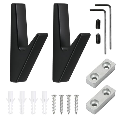 2 Piezas Gancho Pared, Perchero Negro Mate, Ganchos Percheros de Pared, Ganchos de Pared de Metal para Baño, Dormitorio, Cocina, Jardines