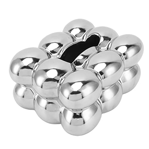 Miokycl Galvanisierte Keramik-Taschentuchbox, Etui-Halter, Dekorative, Elegante Kosmetiktuch-Servietten-Spenderbox (Galvanisieren von Silber)