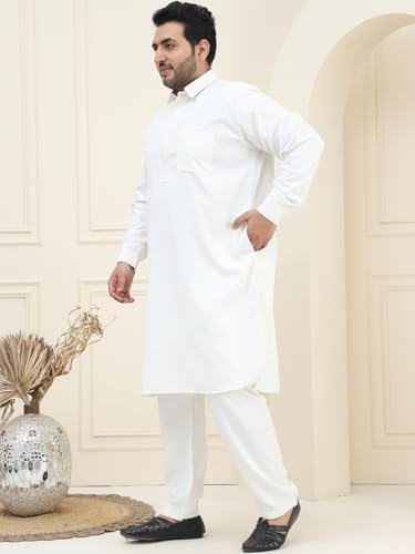 Image of SOJANYA Men Cotton Blend Solid Kurta Salwar Set
