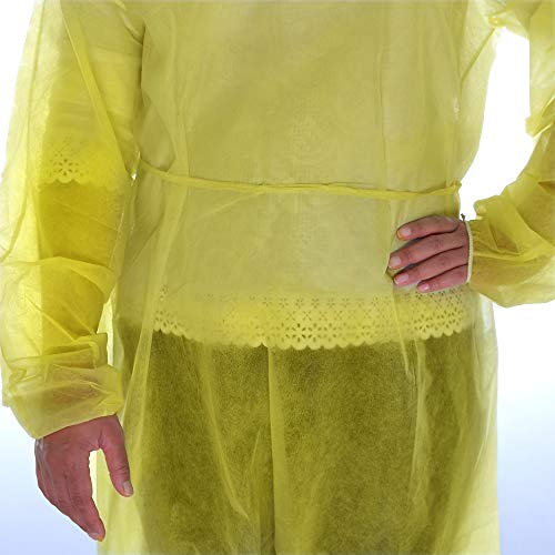 Dealmed Yellow Isolation Gown – 50 Count of Disposable Medical Gowns, Blue Latex-Free, Perfect for Hospitals, Medical Facilities, and Physicians’ Offices (Case of 50) - Image 4