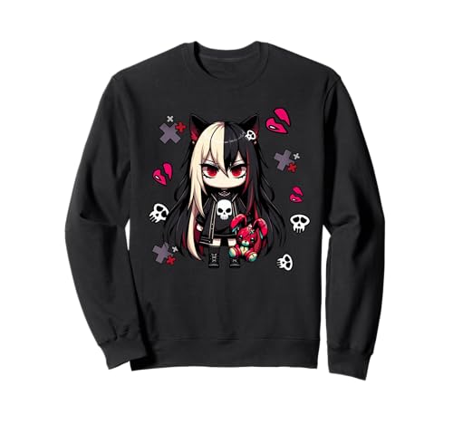 Chibi Kawaii EMO Pastel Gótico Chica Japonés Espeluznante Anime Sudadera