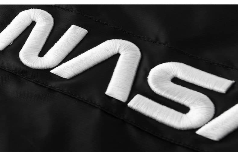 Image of CORIRESHA Winter Men's NASA Bomber Jacket Stand-Up Collar Hooded Thickened Embroidered Zipper-Up Jacket