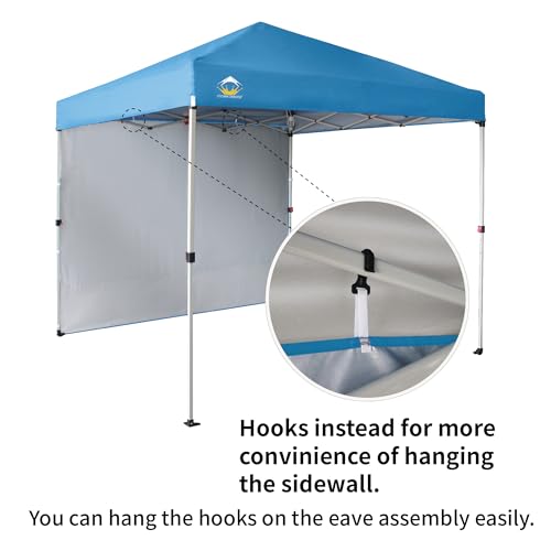 image for CROWN SHADES 8x8 Pop Up Canopy with 1 Side Wall - Beach Tent with One 