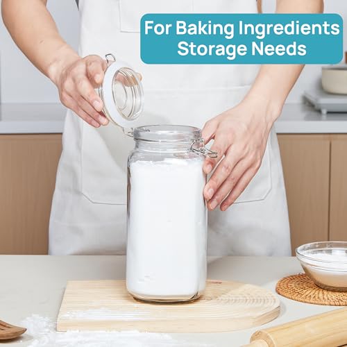 image for Vtopmart 78oz Glass Food Storage Jars with Airtight Clamp Lids, 3 Pack