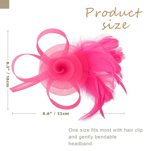 Image of DRESHOW Fascinators Hats for Women Tea Party Fascinator Hats Vintage 50s Headwear Cocktail Wedding Church Derby Hat