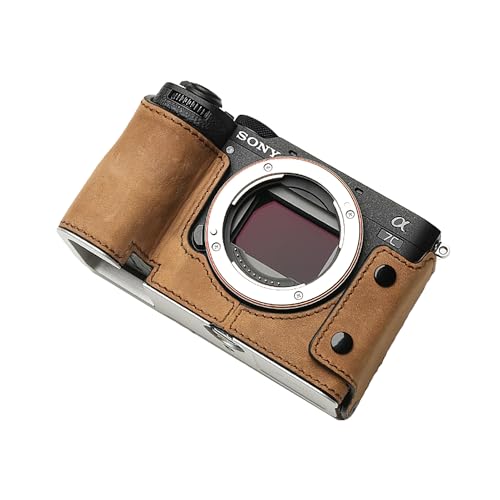 QIYAONUO SONY A7CR A7C2 �p �{�f�B�[�n�[�t�P�[�X �{�f�B�P�[�X �o�b�e���[�̌����ł� �O�r�l�W���t�� �J�����P�[�X (���C�g�u���E��)