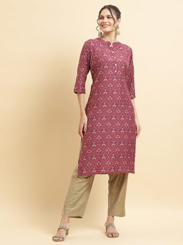 Image of Shree Women Liva (Rayon) White Floral Print Kurta