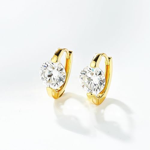 Moissanite Hoop Earrings, Moissanite Earring White Gold Plated Sterling Silver Huggie Hoop Earrings for Women Gift3