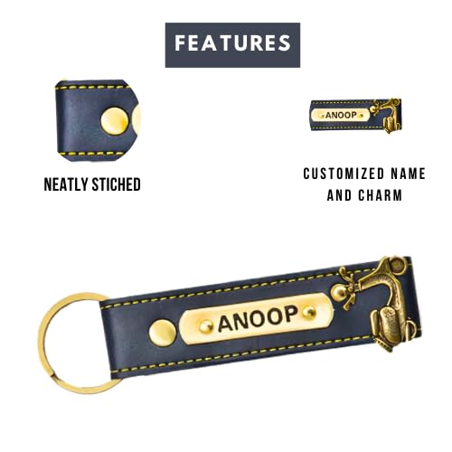 Image of Personalized Leather Keychain | Customised Leather Keychain for Men & Women | Added with Name & Charm