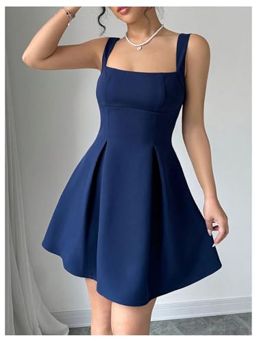 SOLY HUX Women's Summer Dresses Square Neck Sleeveless A Line Mini Dress Party Cocktail Short Dress4