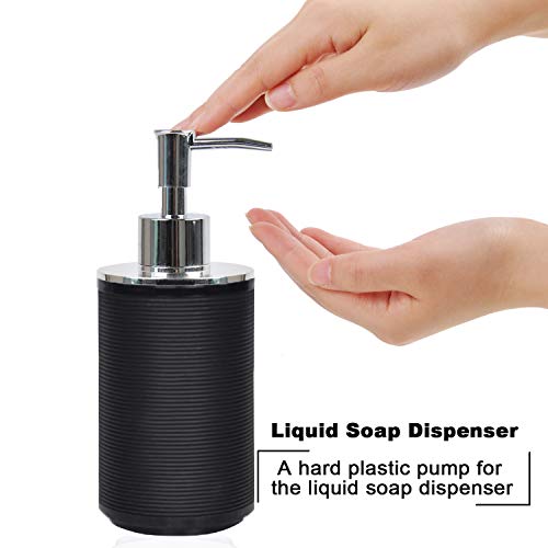 CERBIOR Bathroom Accessories Set 6 Piece Bath Ensemble Includes Soap Dispenser, Toothbrush Holder, Toothbrush Cup, Soap Dish for Decorative Countertop and Housewarming Gift, Black - Image 5