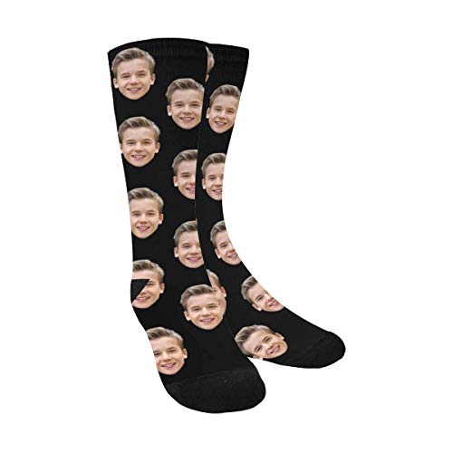 MyPupSocks Custom Personalized Photo Pet Face Printed Black Crew Socks for Men Women Unisex
