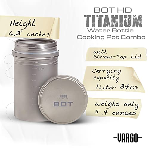 Vargo Titanium BOT Series | BOT-HD Bottle Pot – 1 Liter (34 oz.) Ultralight Water Bottle Cooking Pot Weighs 153 grams (5.4 oz.) | Backpacking Camping - Image 4