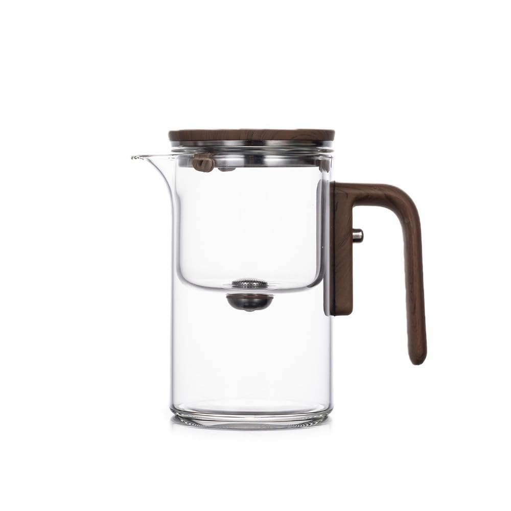 Taza de té con filtro, 600/800 ml, recipiente interior de separación de agua, tetera de vidrio transparente para filtración de té Kung Fu para oficina en casa (600 ml)