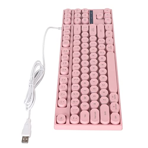 Clavier mécanique rose 87 touches rondes ergonomique contre fatigue poignet