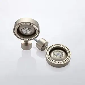 Deco Window Crystaline Curtain Rod Finials Set of 2- Satin Silver