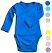 Boys Girls Baby Onesie made with Organic Cotton - Long Sleeve Kimono Style with Side Snaps Bodysuit and Gloved Sleeve - Deep Blue 3M