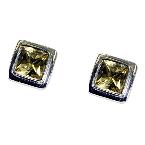 Boucles d'oreilles Citron Quartz véritable et argent 925 éclatant - 2